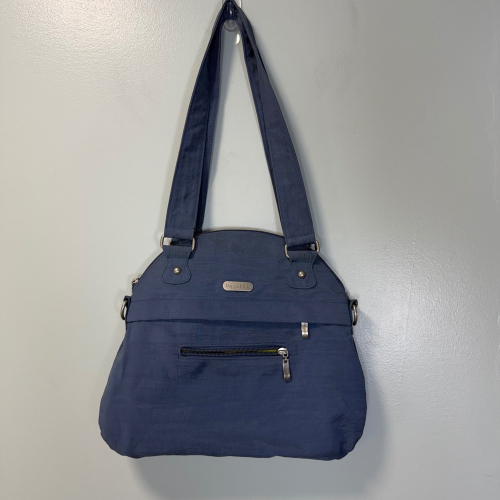 Baggallini Blue Nylon Shoulder Bag Organizer Handbag Travel Purse